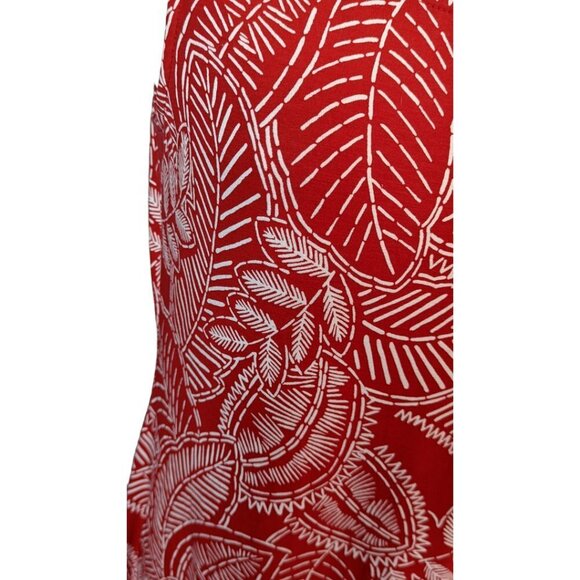 CHICO'S Round Neck Sleeveless Leaf Print Maxi Dress Red and White Chico's Size 1 - Picture 9 of 14